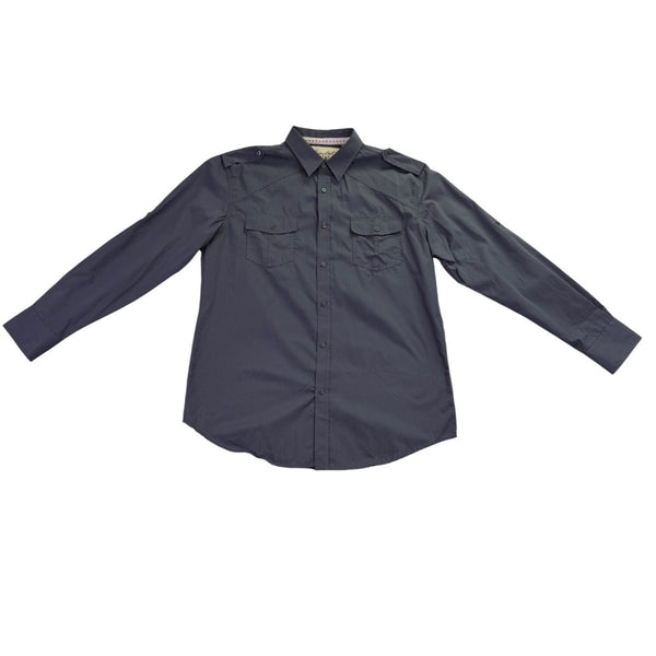 Coastal Mens Gray Cotton Long Sleeve Button-Down Military Style Shirt Size XL