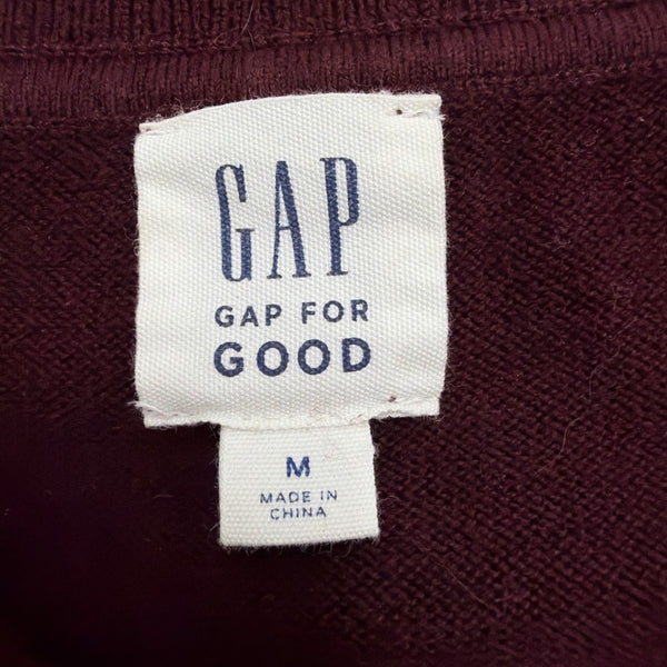 Gap Mens Burgundy Cotton Blend Stripe V-Neck  Medium Lightweight Casual Knit
