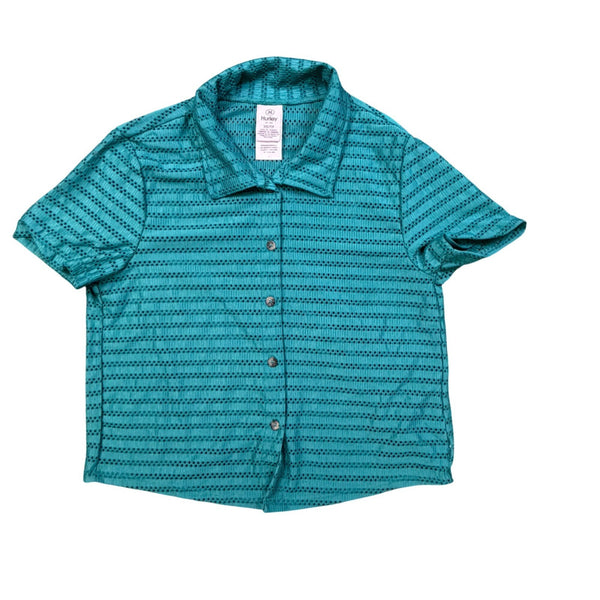 Hurley Womens Teal Button-Up Shirt & Elastic Waist PantsSet Sz XS Set