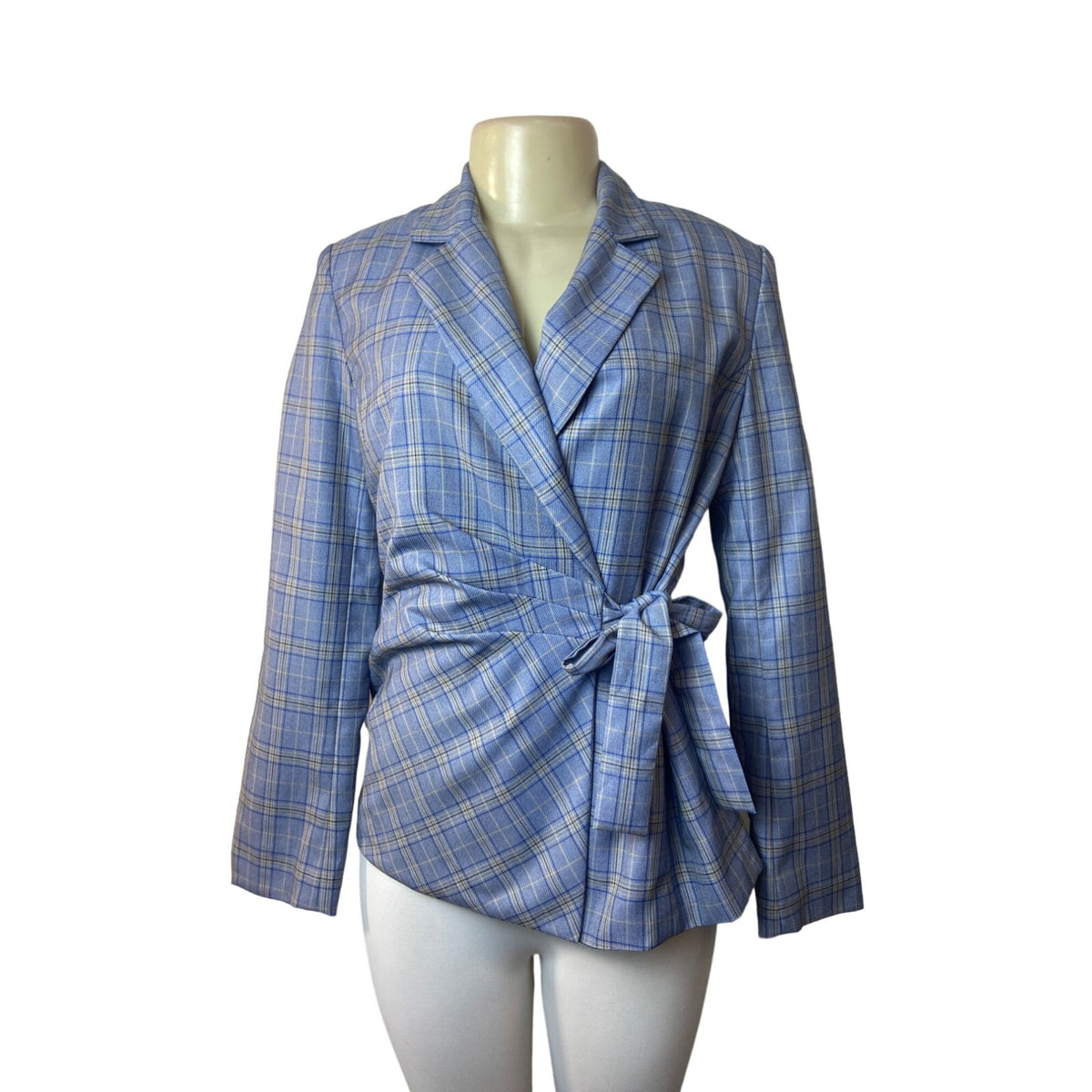 SOHO by Stephanie Horne Women's Blue and Gray Plaid Blazer Sz S