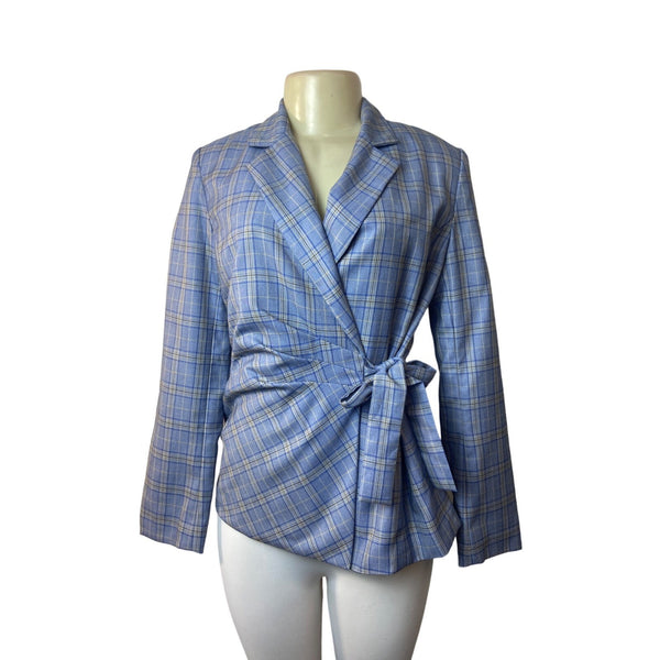 SOHO by Stephanie Horne Women's Blue and Gray Plaid Blazer Sz S