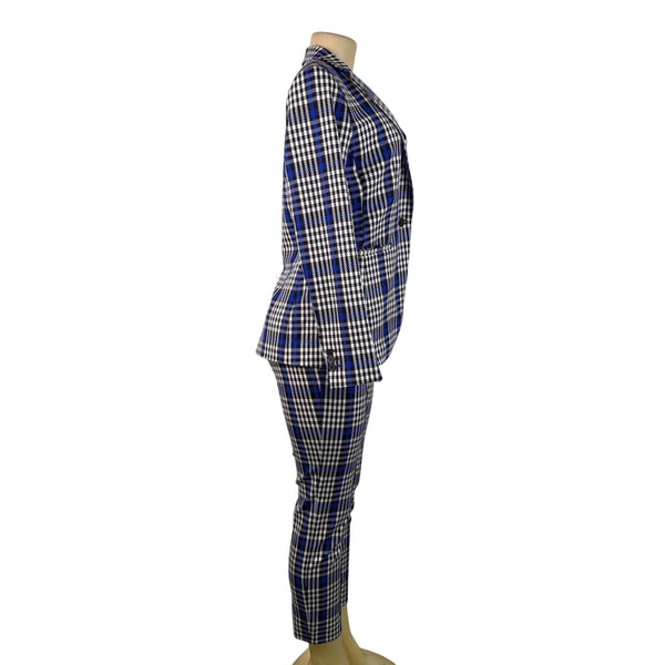 Banana Republic Womens Blue Black Plaid Pants Suit - Blazer & Slim Fit Sz 4 & 6