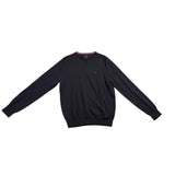 Tommy Hilfiger Mens Black V-Neck Premium Cotton Sweater  Casual Wear Size M