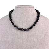 Carolee Womens Black Glass Faceted Beaded Necklace Adjustable Chain