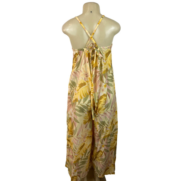 Cos Women's Yellow Floral Print Long Roper Summer Jumpsuit Sz S - NWT