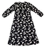 Franne Golde Womens Black & White Floral Boho Long Sleeve Maxi Dress Size L