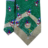 The Save The Children Mens Blue & Green Silk Baseball Print Tie Handmade Pattern