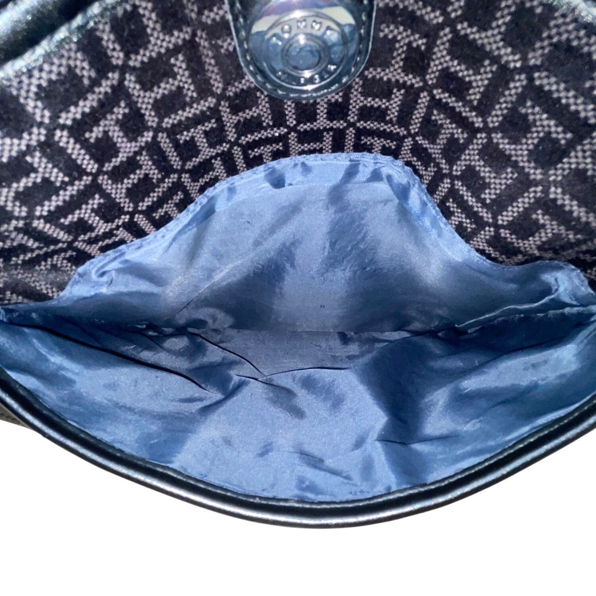 Tommy Hilfiger Women’s Black Monogram Adjustable Strap Zippered Crossbody Bag