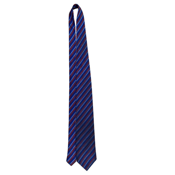 XMI Platinum Mens Red & Blue Silk Handmade Tie Imported From England