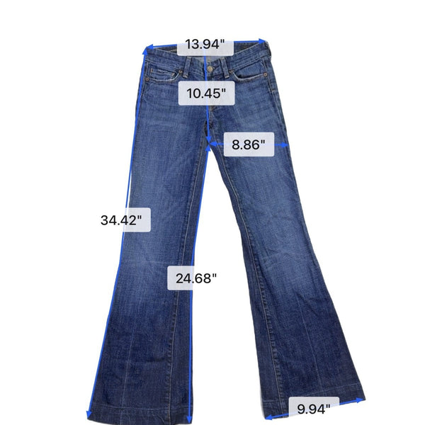 Citizens Of Humanity Womens Blue Cotton Blend Flare Leg Jeans Size 25