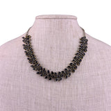Vintage Womens Black & Gold Tone Metal Leaf Motif Costume Necklace Length 