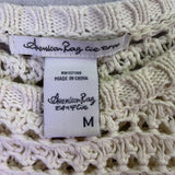 American Rag Womens Ivory Crochet Fringe Bell Sleeve Sweater 100% Cotton Sz M
