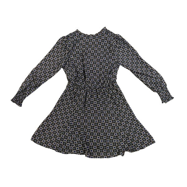 BCX Womens Black & White A-Line Dress With Floral Print And Long Sleeves Sz M