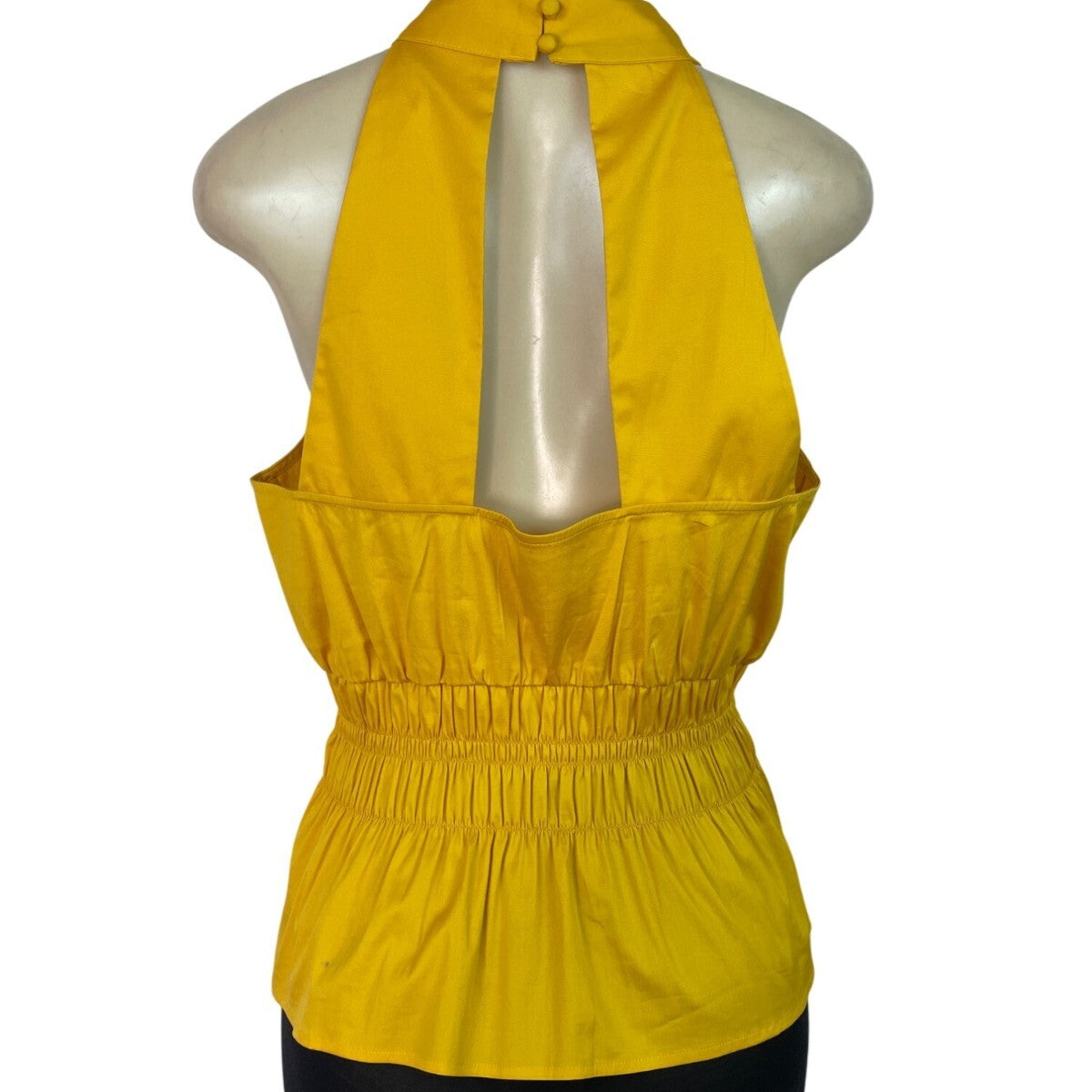 White House Black Market Yellow Sleeveless Halter Top W Keyhole Back Sz 14 - New