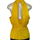 White House Black Market Yellow Sleeveless Halter Top W Keyhole Back Sz 14 - New
