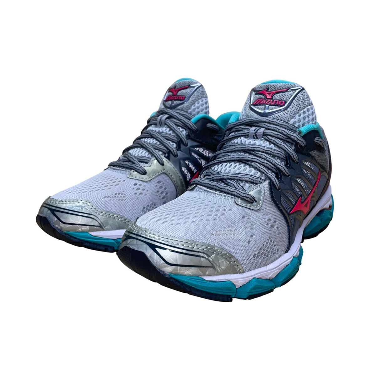 Mizuno Women’s Gray & Teal Mesh Wave Horizon Running Shoes Size 8