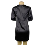Rodebjer Womens Black Polyester & Elastane Puff Sleeve Zip-Up Mini Dress Size S