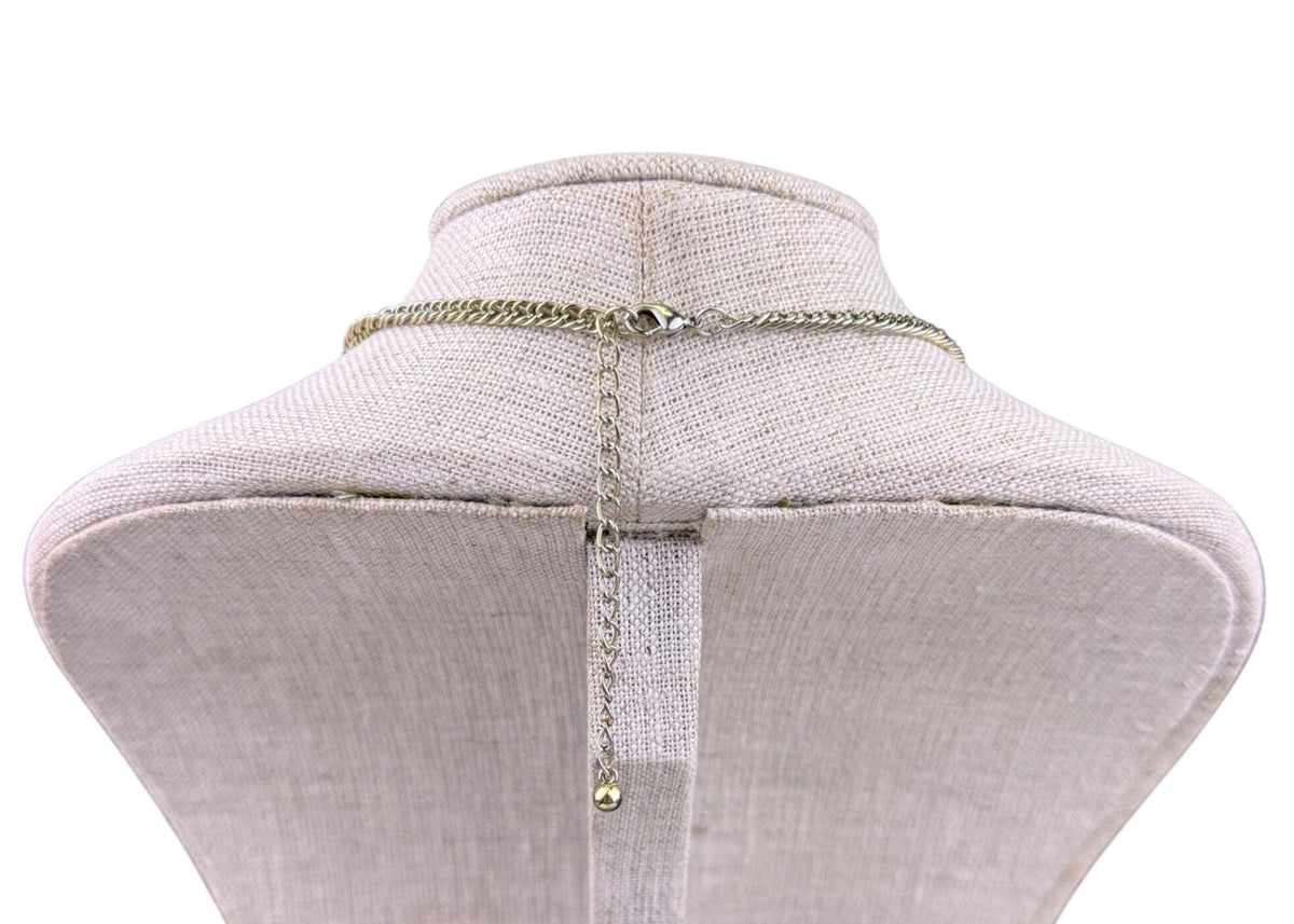 Textured Gold Tone Womens Metal Bib Necklace Tribal Ethnic Design 