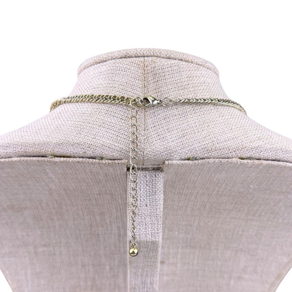 Textured Gold Tone Womens Metal Bib Necklace Tribal Ethnic Design 