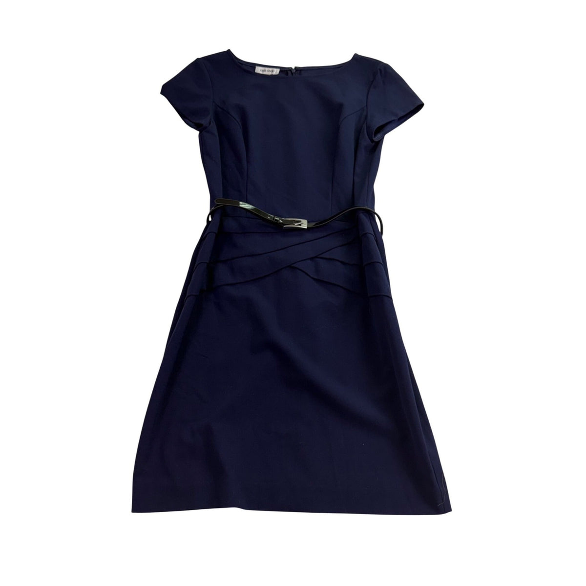 Jones Studio Womens Navy Dress With Belt Modest Yet Stylish Look Size 4
