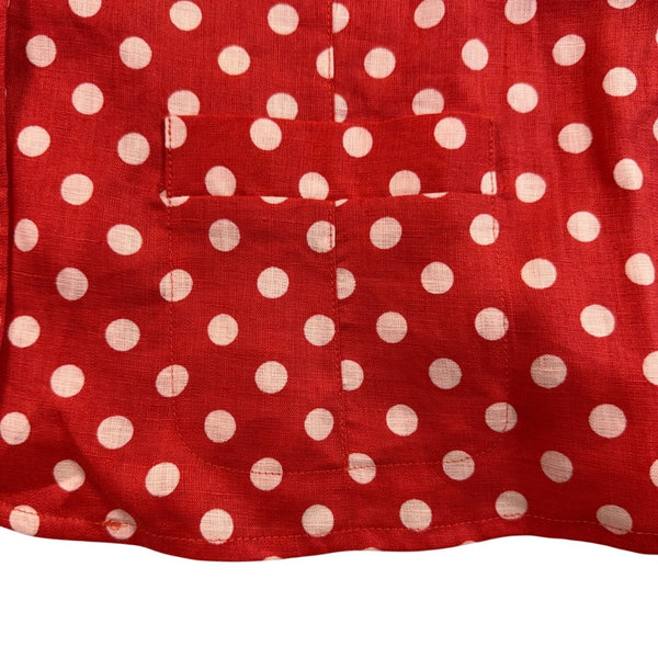Talbots Womens Red & White Button-Up Polka Dot Blouse Lightweight Shirt Size 16