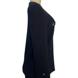 Vintage Black Bouclé Skirt Suit With Gold Button Details