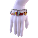 Coach Womens Silver Tone Enameled Charm Bracelet Colorful Hearts & Bottles