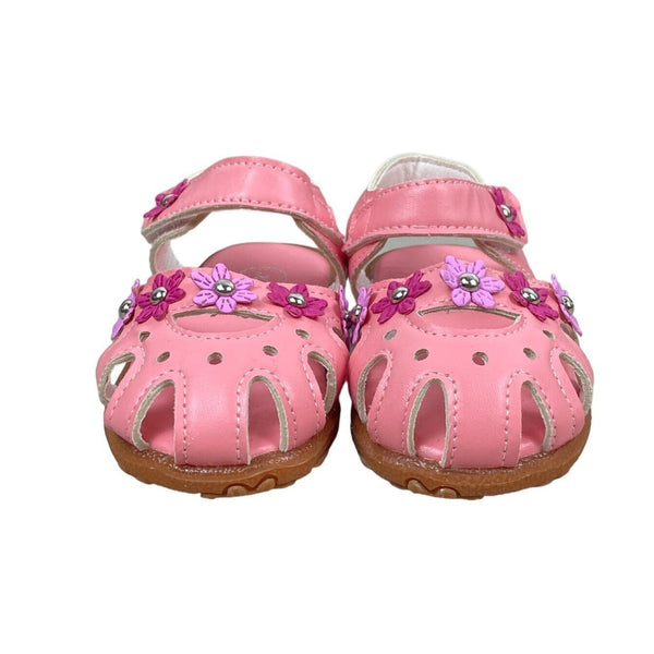 K k Blongxie Toddler Girl's Pink Wrap Toe Soft Flower Sandal Shoes Sz 24