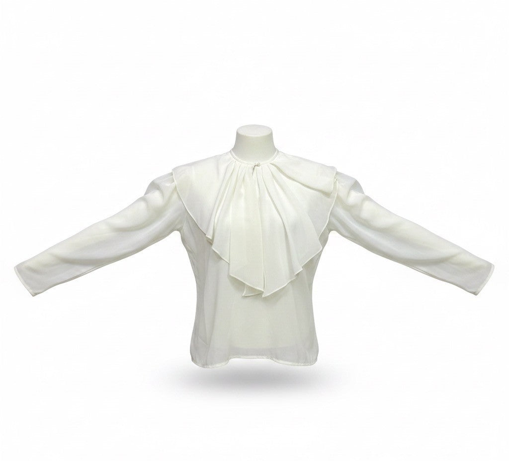Regina Porter Womens Ivory Ruffle Front Button Long Sleeve Blouse Size 10
