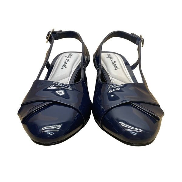 Easy Street Women’s Navy Patent Breanna Slingback Low Block Heels Size 8M