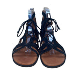 Gentle Souls Women’s Black & Brown Suede Break My Heart Gladiator Sandals 10M