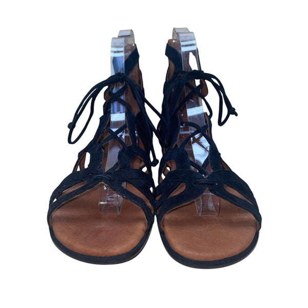 Gentle Souls Women’s Black & Brown Suede Break My Heart Gladiator Sandals 10M