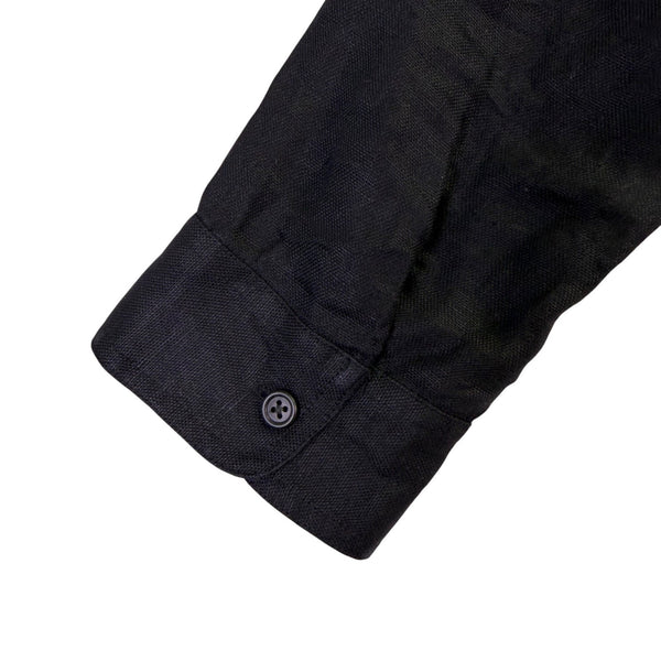 Lauren Ralph Lauren Womens Black Linen Belted Button-Up Pocket Shirt Dress Sz 2P