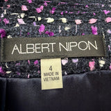 Albert Nipon Womens Purple/Black Tweed Skirt Suit Size 4