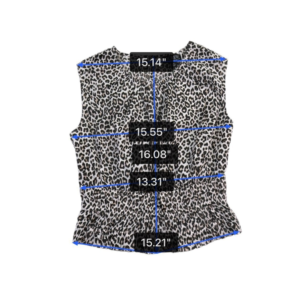 J.Crew Womens Animal Print Cotton Top  Sleeveless Fitted Waist Lightweight Sz XS