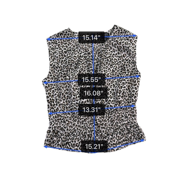 J.Crew Womens Animal Print Cotton Top  Sleeveless Fitted Waist Lightweight Sz XS