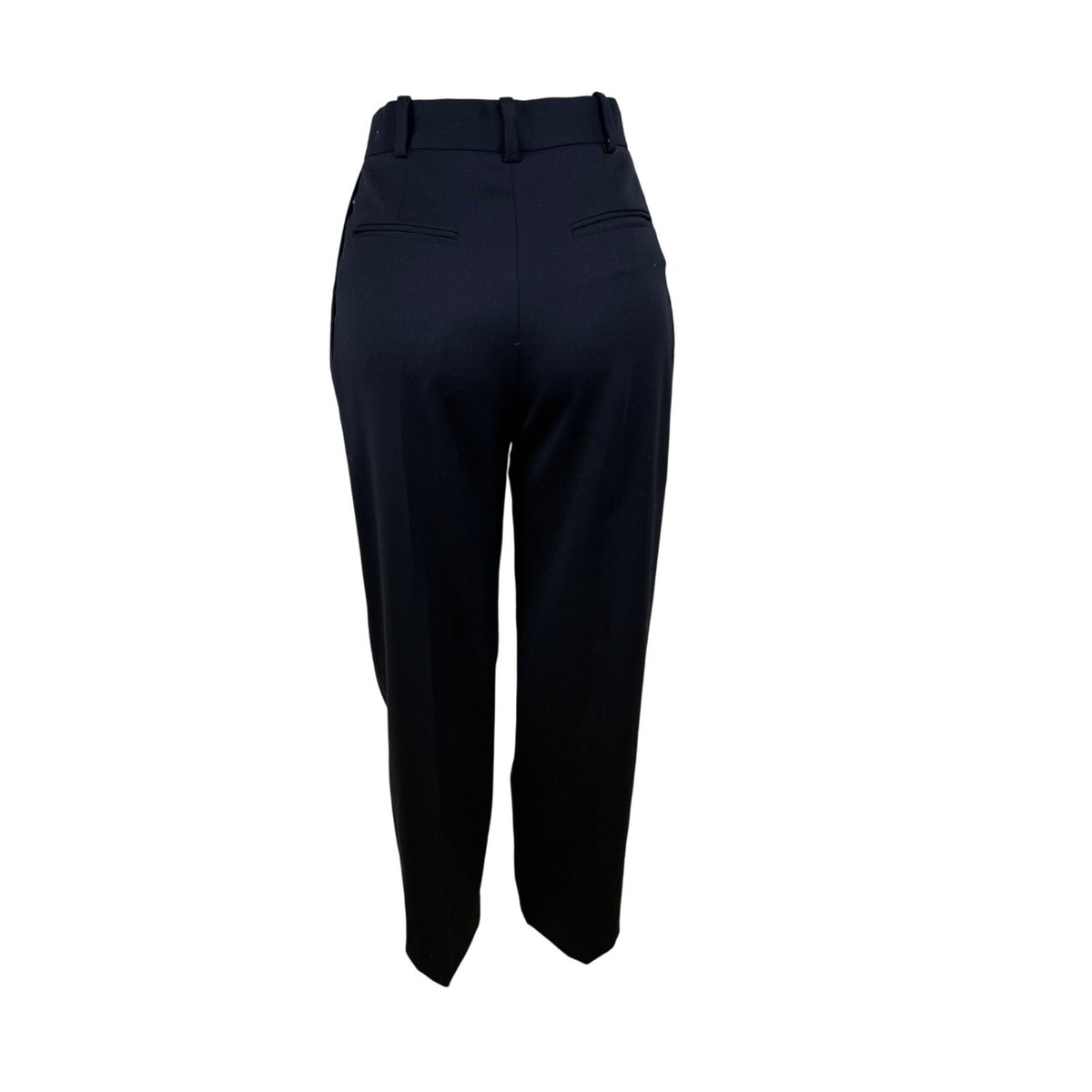 Cos Womens Black Polyester & Wool Blend Pleated High-Waist Trousers Size 2