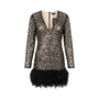 Xpluswear Womens Black Sequin Feather Hem Long Sleeve Cocktail Dress Plus Sz XL