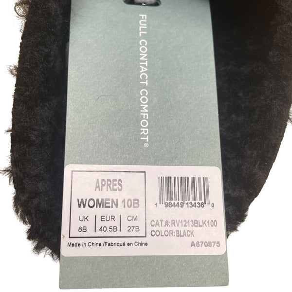 Revitalign Women’s Black Faux Fur Cozy Apres Slip-On Slippers Size 10B