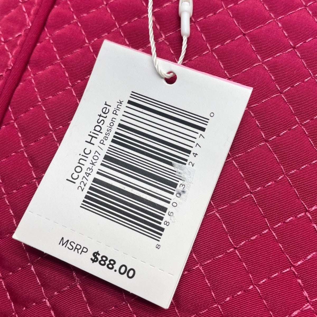 Vera Bradley Women’s Pink Quilted Zipper Closure Iconic Hipster Crossbody Bag