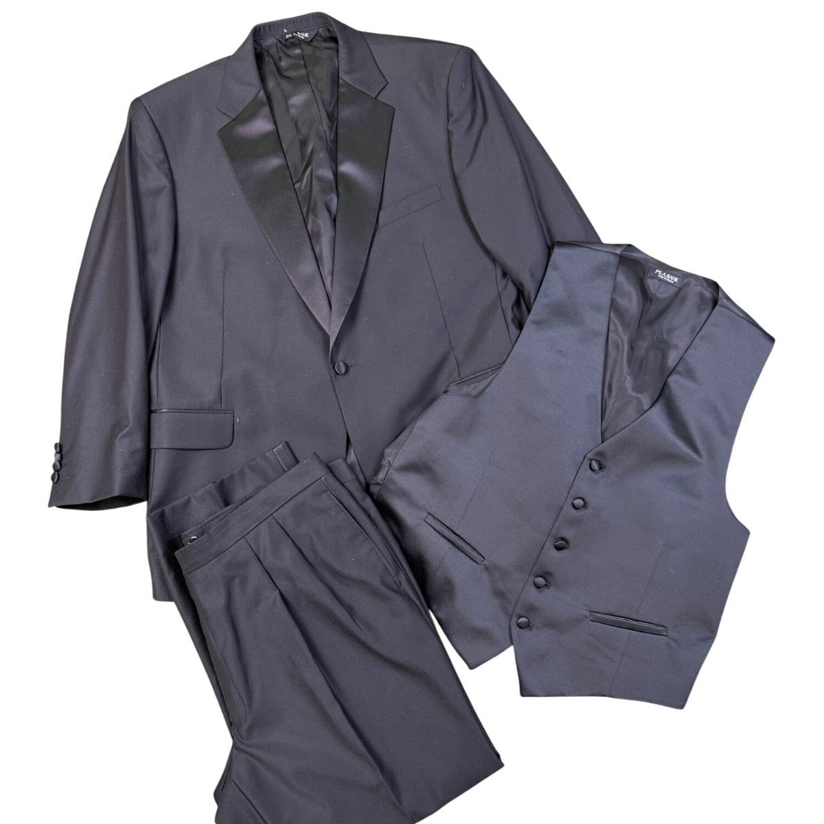 Jos. A. Bank Mens Black Wool Tuxedo Notch Suit Set Jacket Sz 48RG Pants 39x27
