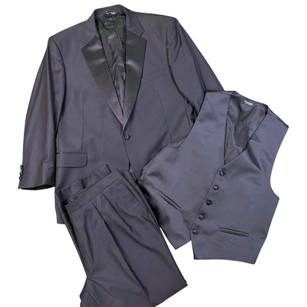 Jos. A. Bank Mens Black Wool Tuxedo Notch Suit Set Jacket Sz 48RG Pants 39x27