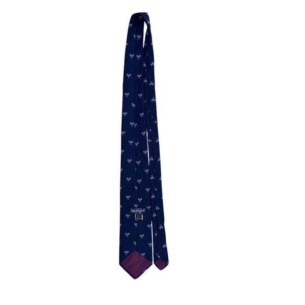 Raleigh Mens Navy Polyester Tie Tennis Racket Embroidered Pattern Club Style