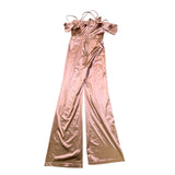 Fashion Nova Women Rose Gold Off-The-Shoulder Ruffle Jumpsuit Size M