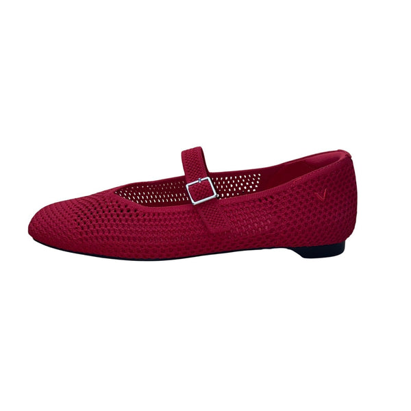 Vivaia Women Red Knitted Fabric Mary Jane Flats Size US9