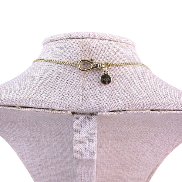 DKNY Womens Gold Tone Metal Long Chain Necklace Elegant Multi-Layer Design