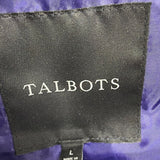 Talbots Womens Purple Puffer Vest Lightweight With Ruffle Zip Front Size L