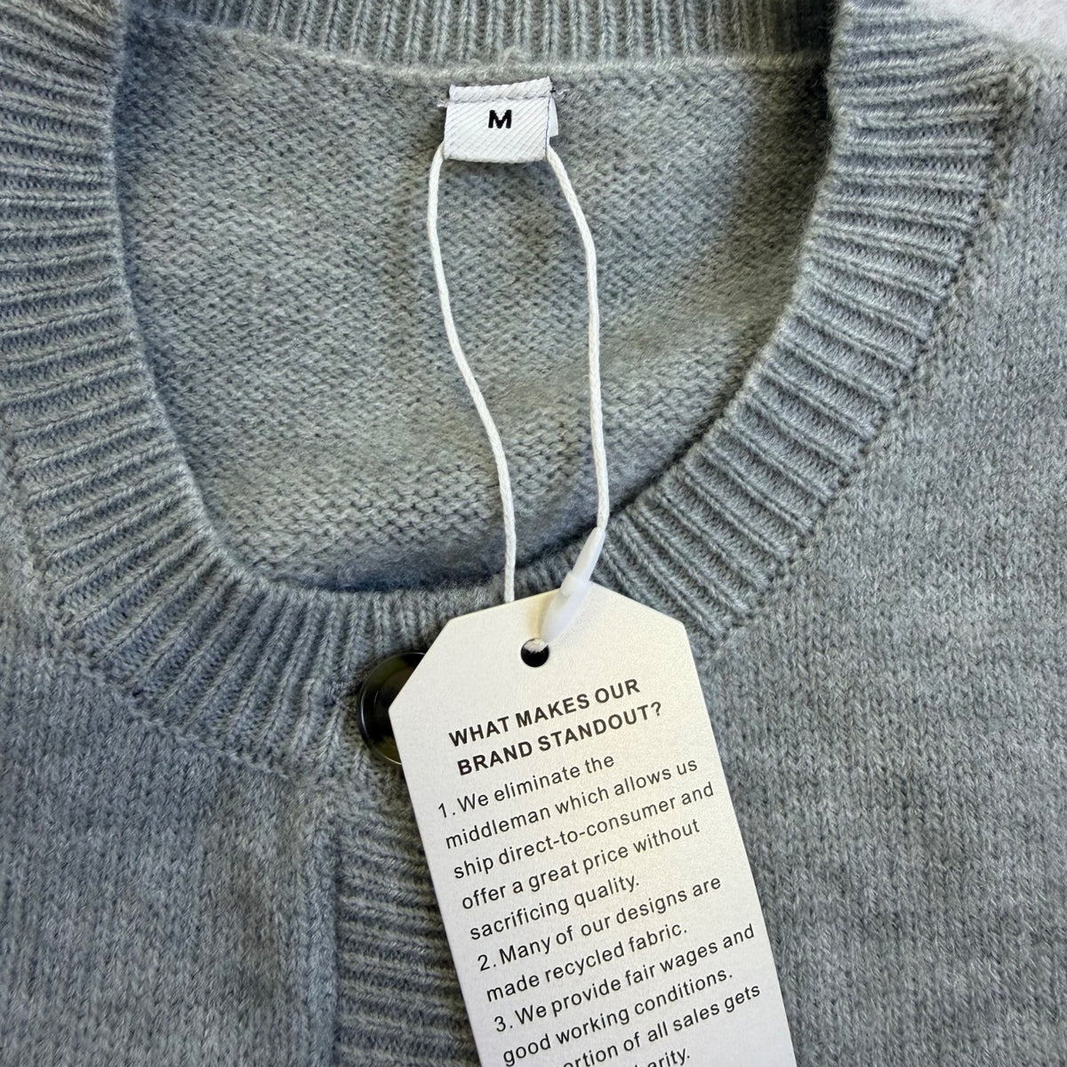 Gray Womens Knit Button-Up Sleeveless Cardigan Vest Recycled Fabric Size M - New