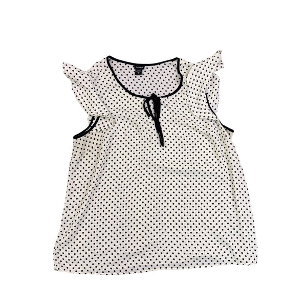Torrid Womens White & Black Polyester Polka Dot Flutter Sleeve Top Size 3