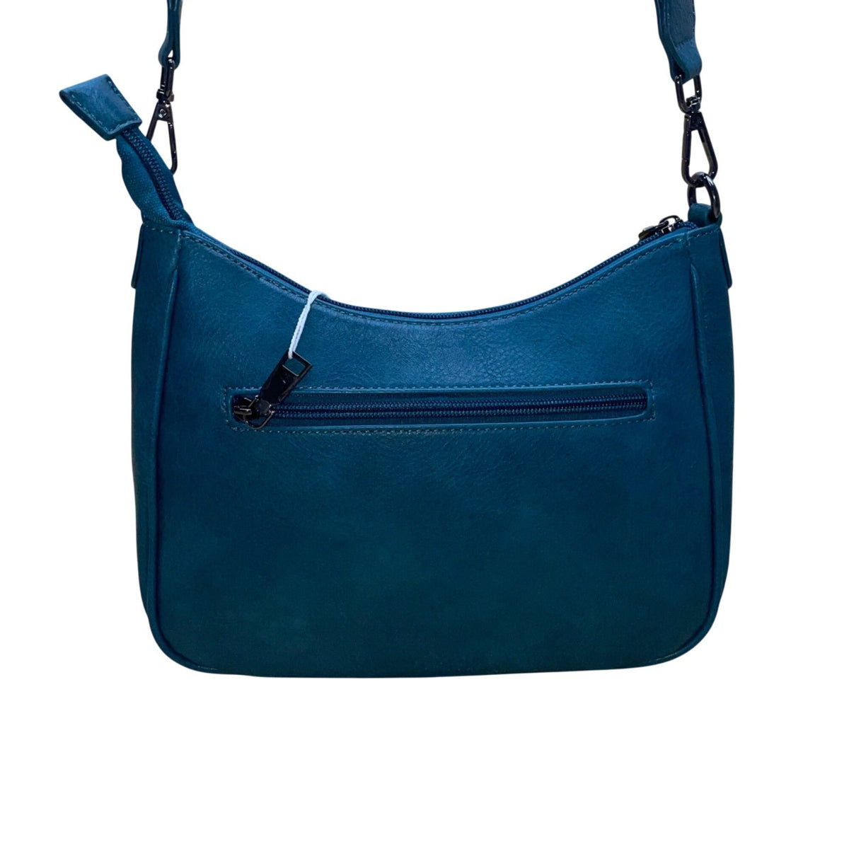 Aphison Women’s Blue Vegan Leather Adjustable Strap Zip Closure Shoulder Bag